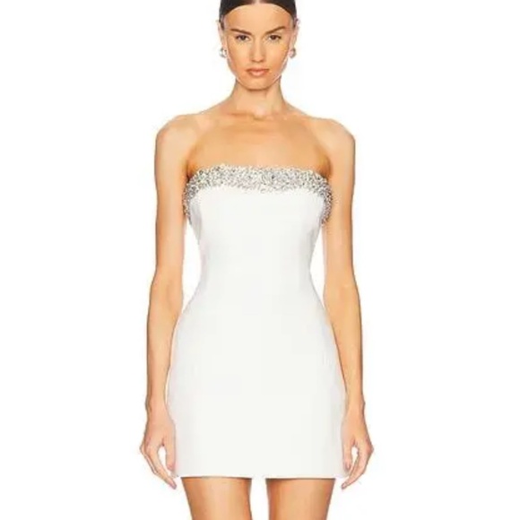 A.L.C. $695 Elsie Embellished Mini Dress - White & Crystal - Picture 2 of 12